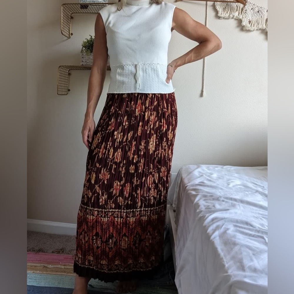 Stonebridge, vintage floral skirt, boho maxi , size M